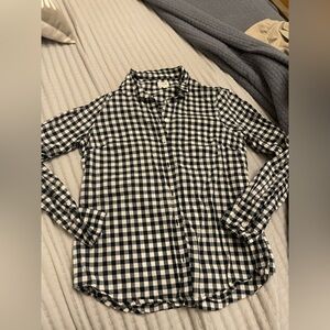 J. Crew Navy and White Gingham Shirt